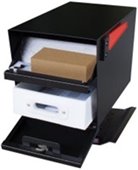 Locking mailbox with door open