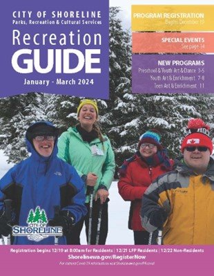 Cover of City of Shoreline recreation guide for January-March 2024