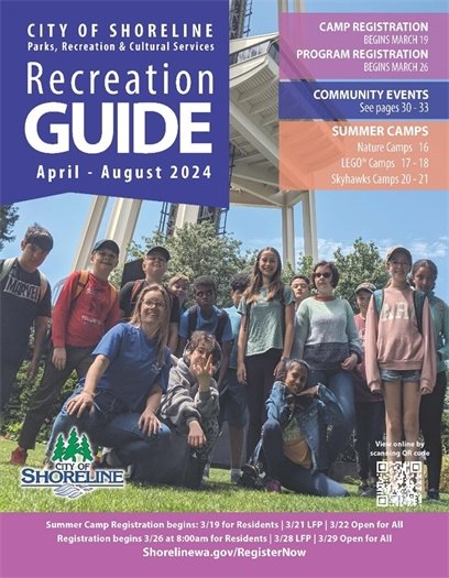 Shoreline Rec Program catalog cover - April to August 2024