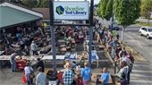 Line at Shoreline Tool Library tool sale