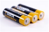Three lithium-ion AA batteries
