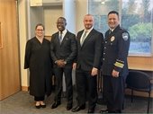 L-R Judge Grant, Officer Alcean, Officer Montague, Chief Harden