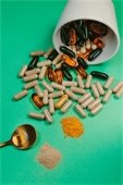 herb and dietary supplements on a table