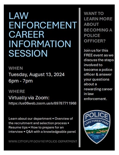 Law Enforcement Career Information Session flyer